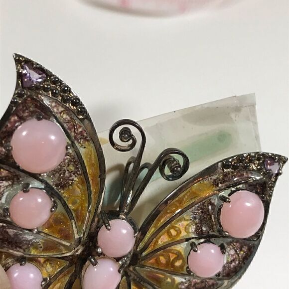 STERLING SILVER FILIGREE & Enamel brooch - Picture 6 of 14